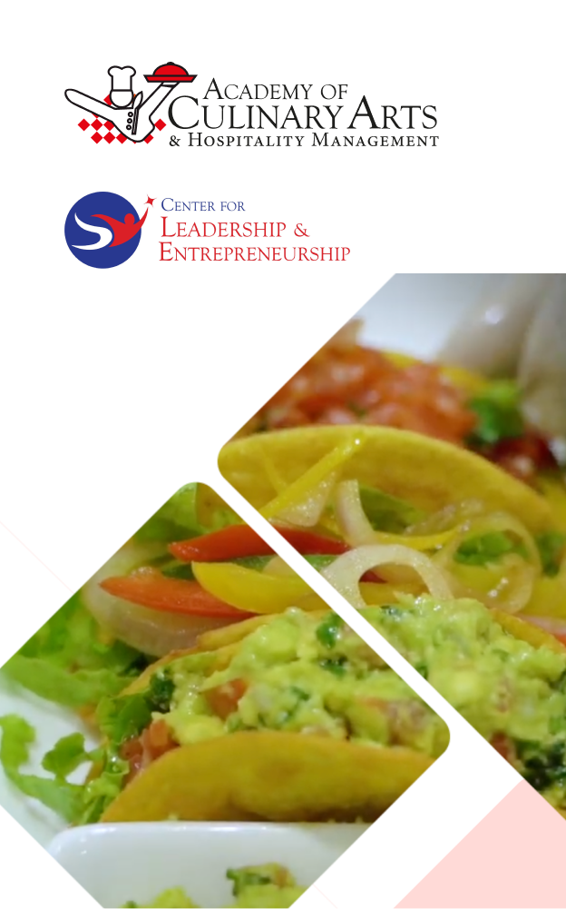 An image showing Academy of Culinary Arts logo and Center for Leadership and Entrepreneurship logo along with a screenshot of the website's homepage