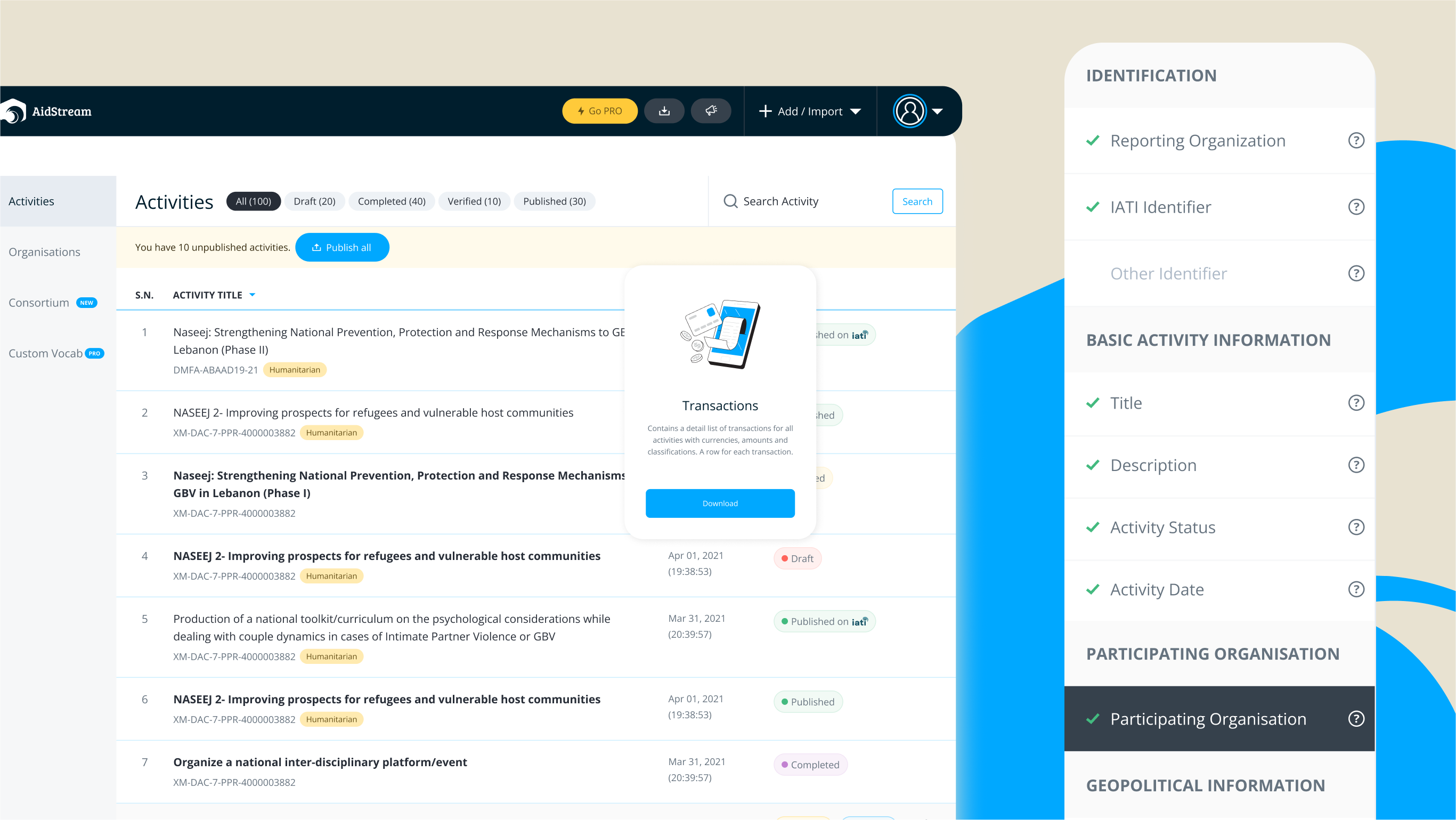 AidStream's screenshots