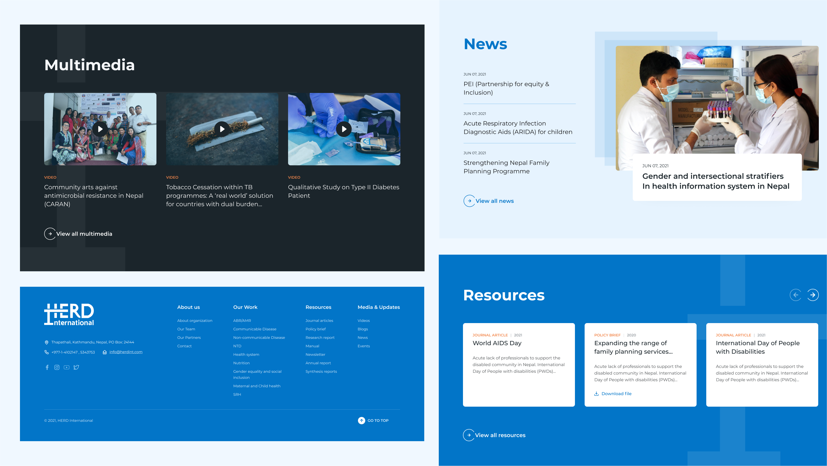 An image showing various ui elements of Herd International homepage
