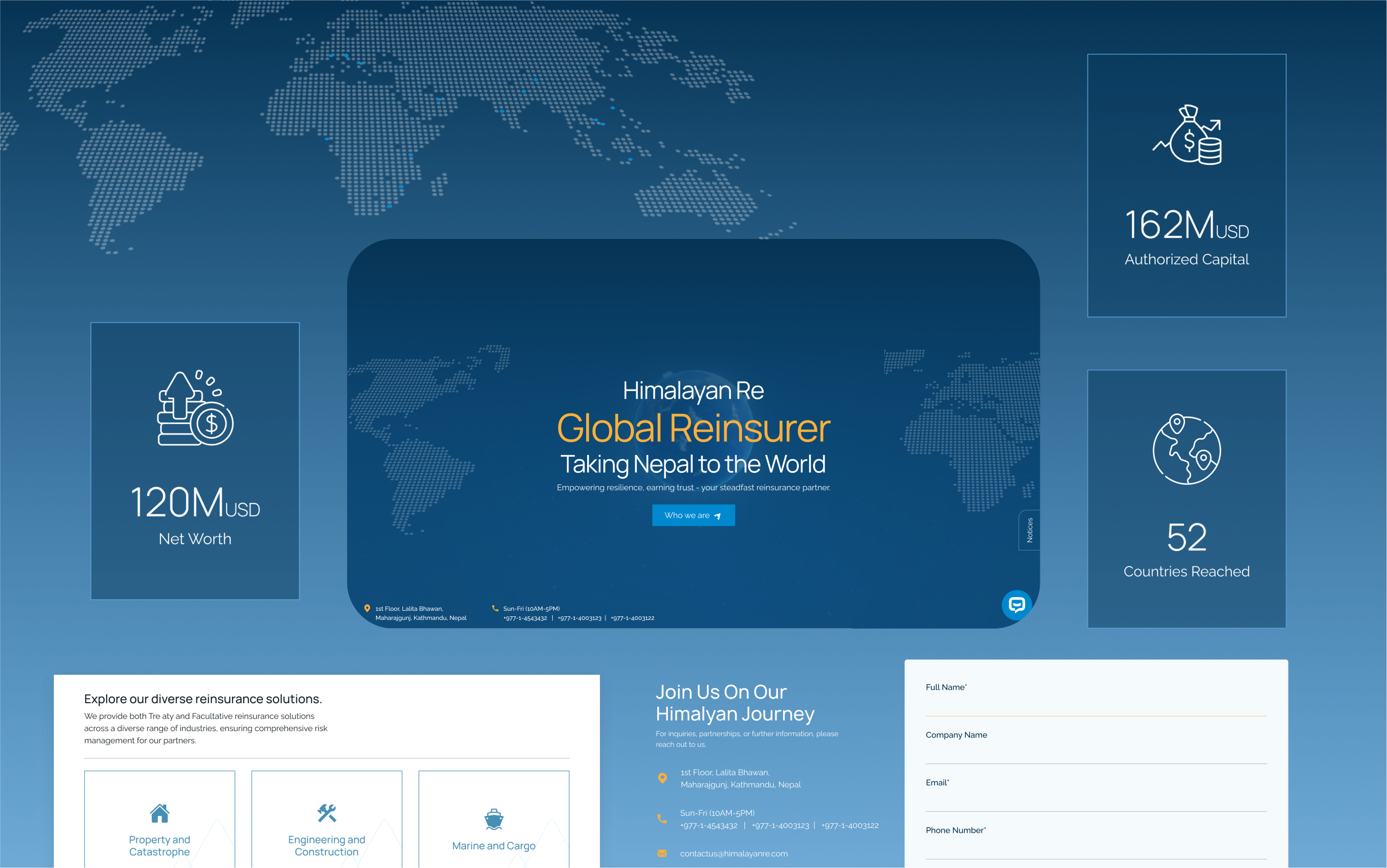 An image showing various UI elements of Himalayan Re website